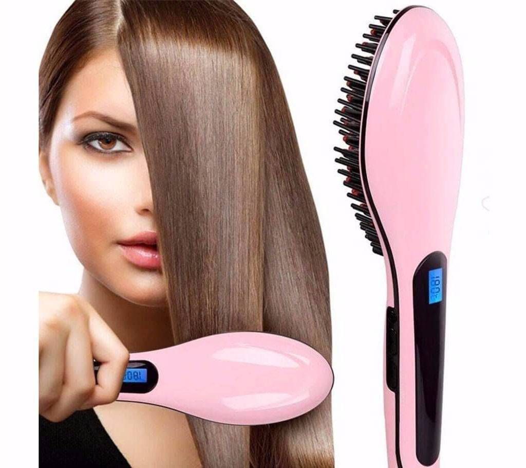 Ceramic straightener hair brush