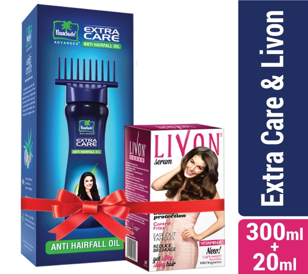 Parachute Hair Oil Anti Hairfall Oil Extra Care  - 300ml (Root Applier) with Livon 20ml Free