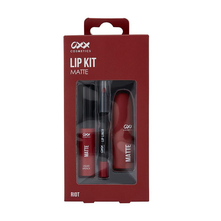OXX Cosmetics 3 Piece Lip Kit Matte - Riot
