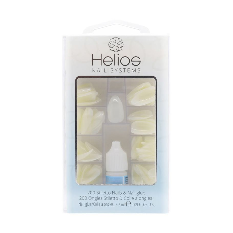 Helios Nail Systems 200 Piece Nails and Nail Glue - Stilleto