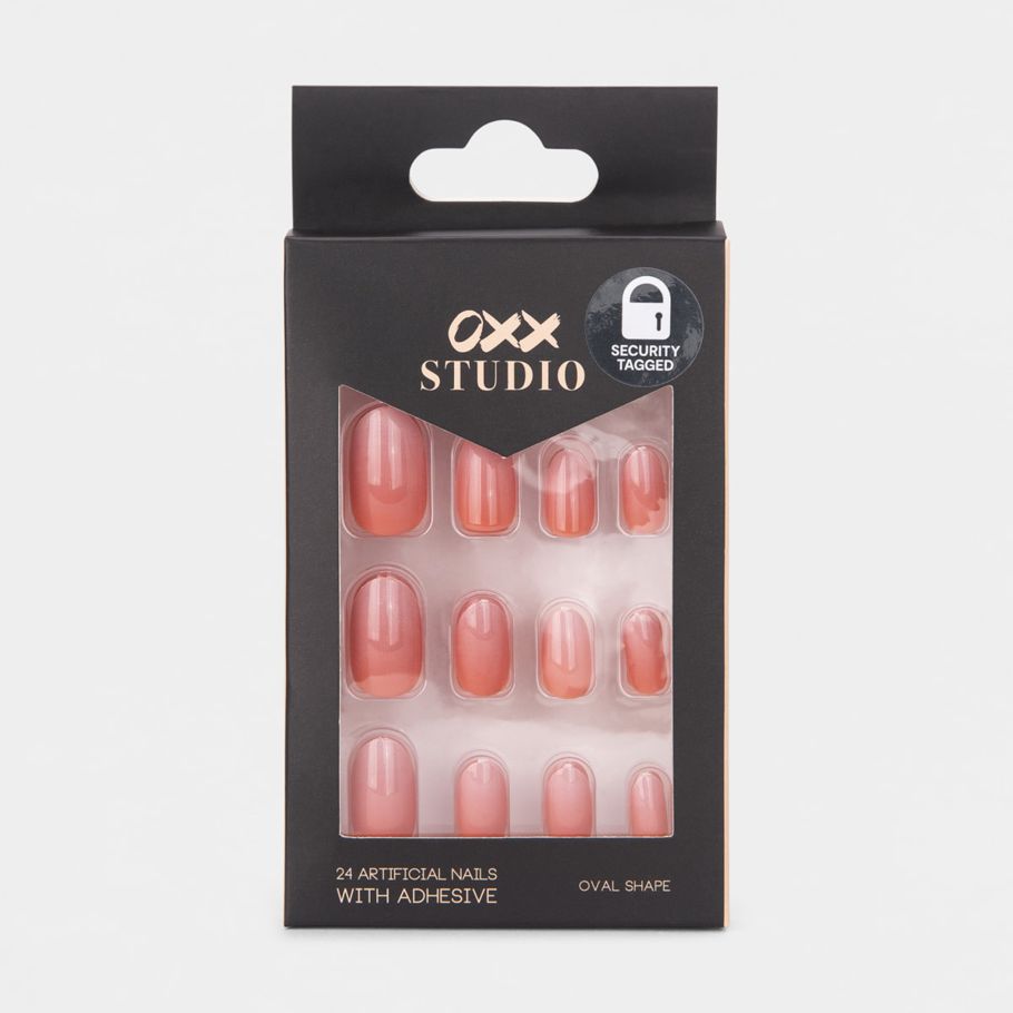 OXX Studio 24 Pack Artificial Nails with Adhesive - Peach Sunset