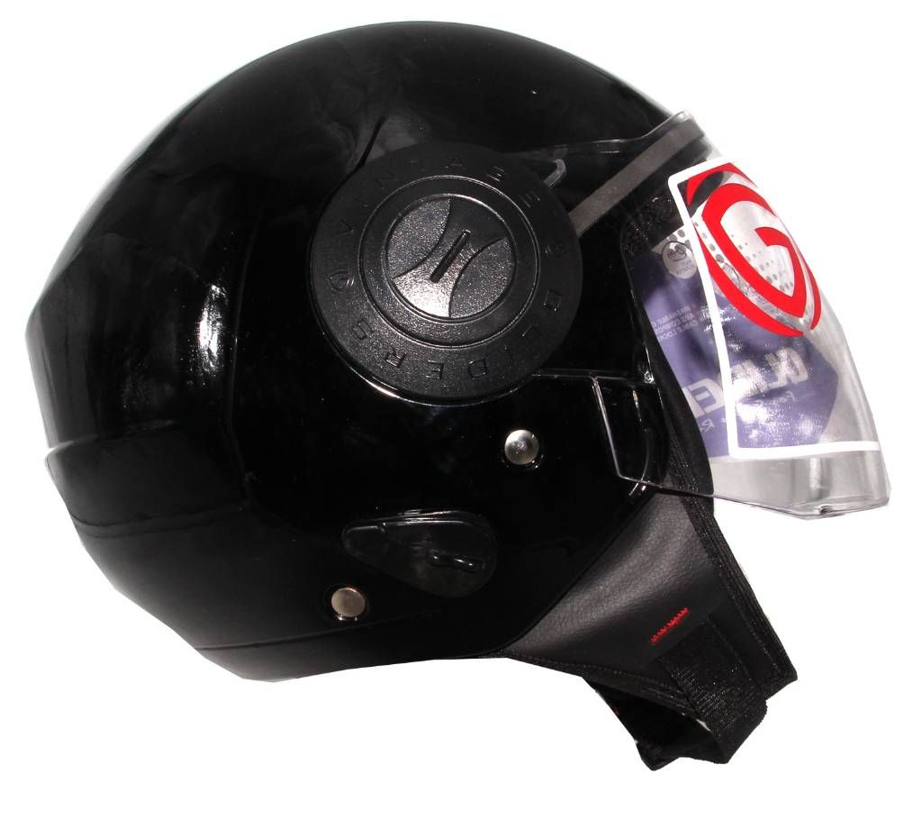 Gliders Vintage Open Face Helmet- Glossy Black