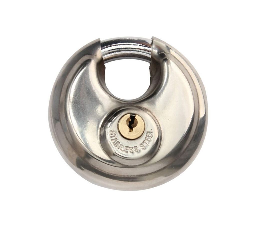 1x PADLOCKS HEAVY DUTY 70MM ROUND CIRCULAR DISC PADLOCK with 1 KEYS