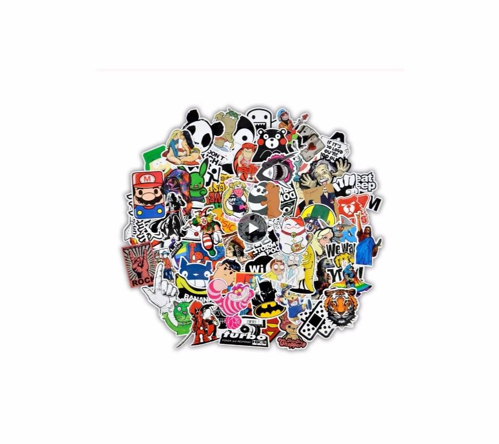 50 pcs Mixed Cartoon Stickers for Car Styling Bike Motorcycle Phone Laptop