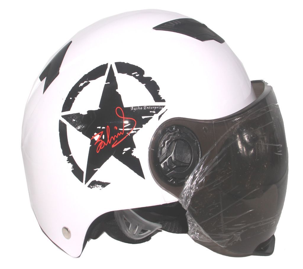 Summer half Star Design Motorbike Helmet for Men or Women-White