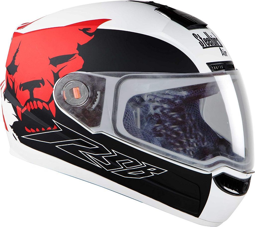 Steelbird SBA-1 Beast Glossy White with Red with Plain Visor