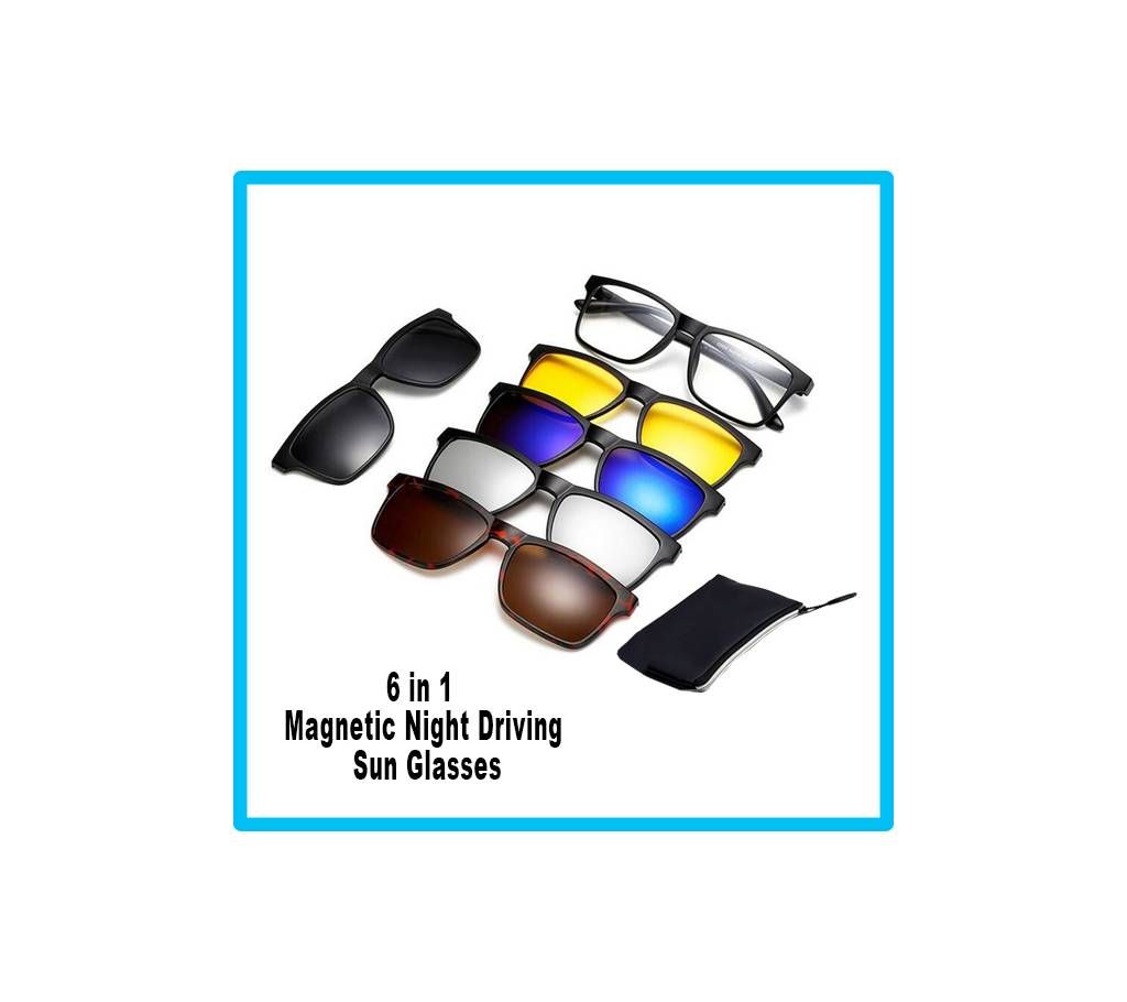 6 in 1 Magnetic Night Driving  Sun Glasses