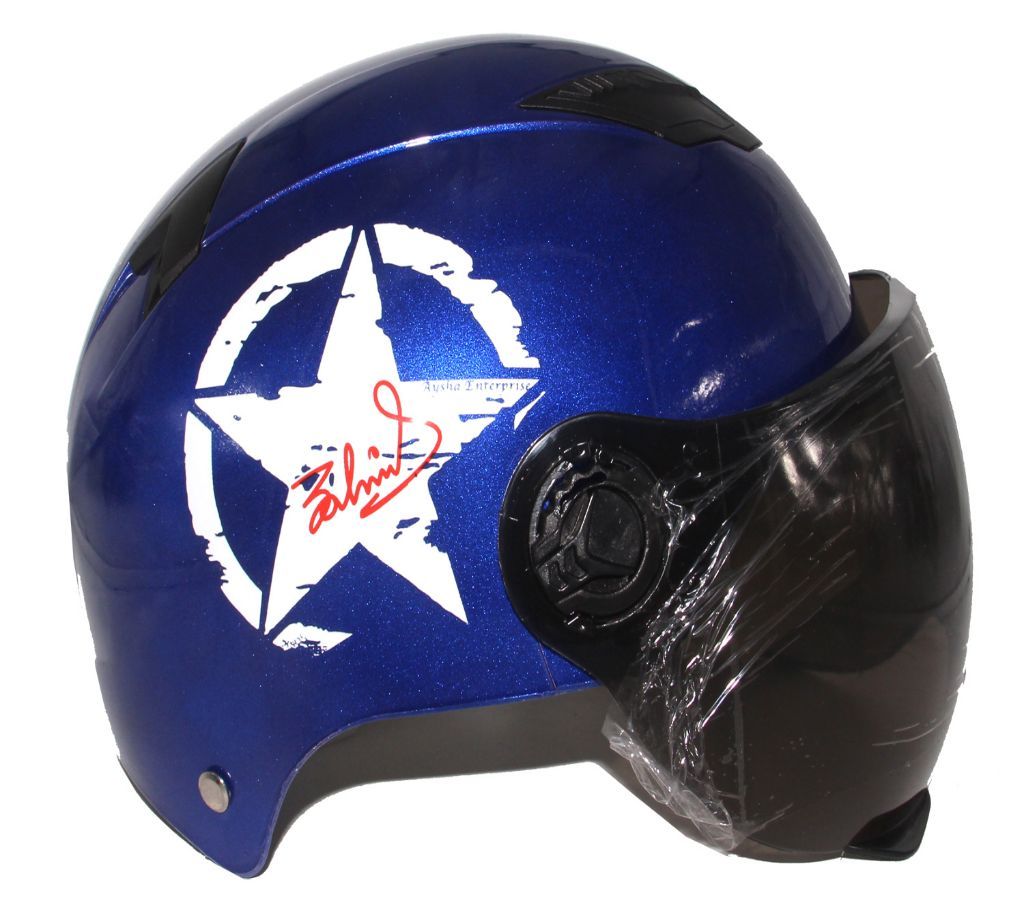 Summer half Star Design Motorbike Helmet for Men or Women-Glossy Blue