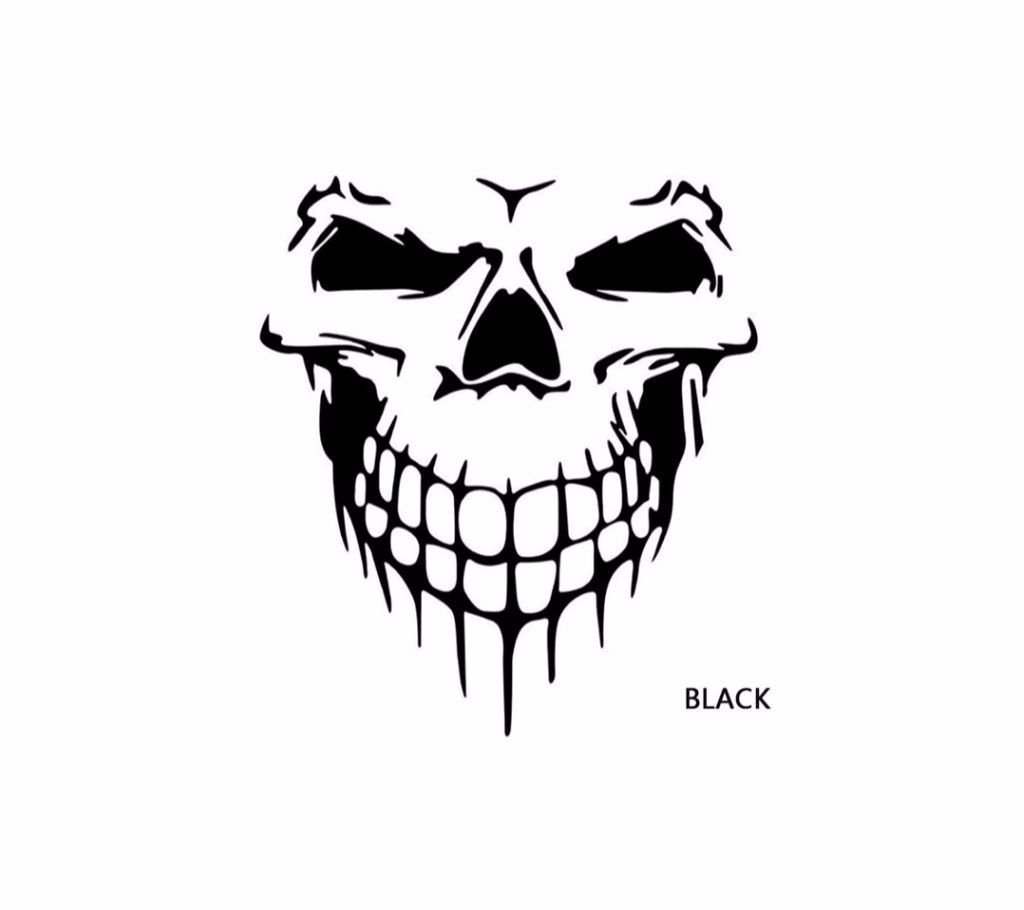 Skull Head Car Bike Door Decals Reflective Stickers-18CM