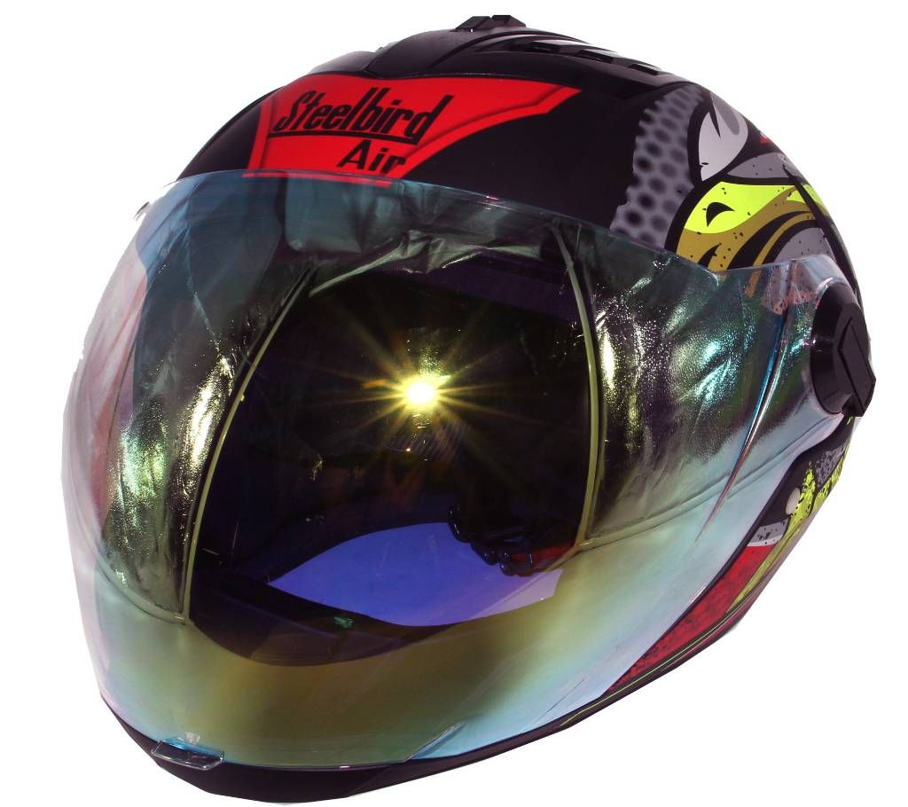 SBA-2 Super Wings Full Face Helmet Black Red with Night Vision Glass