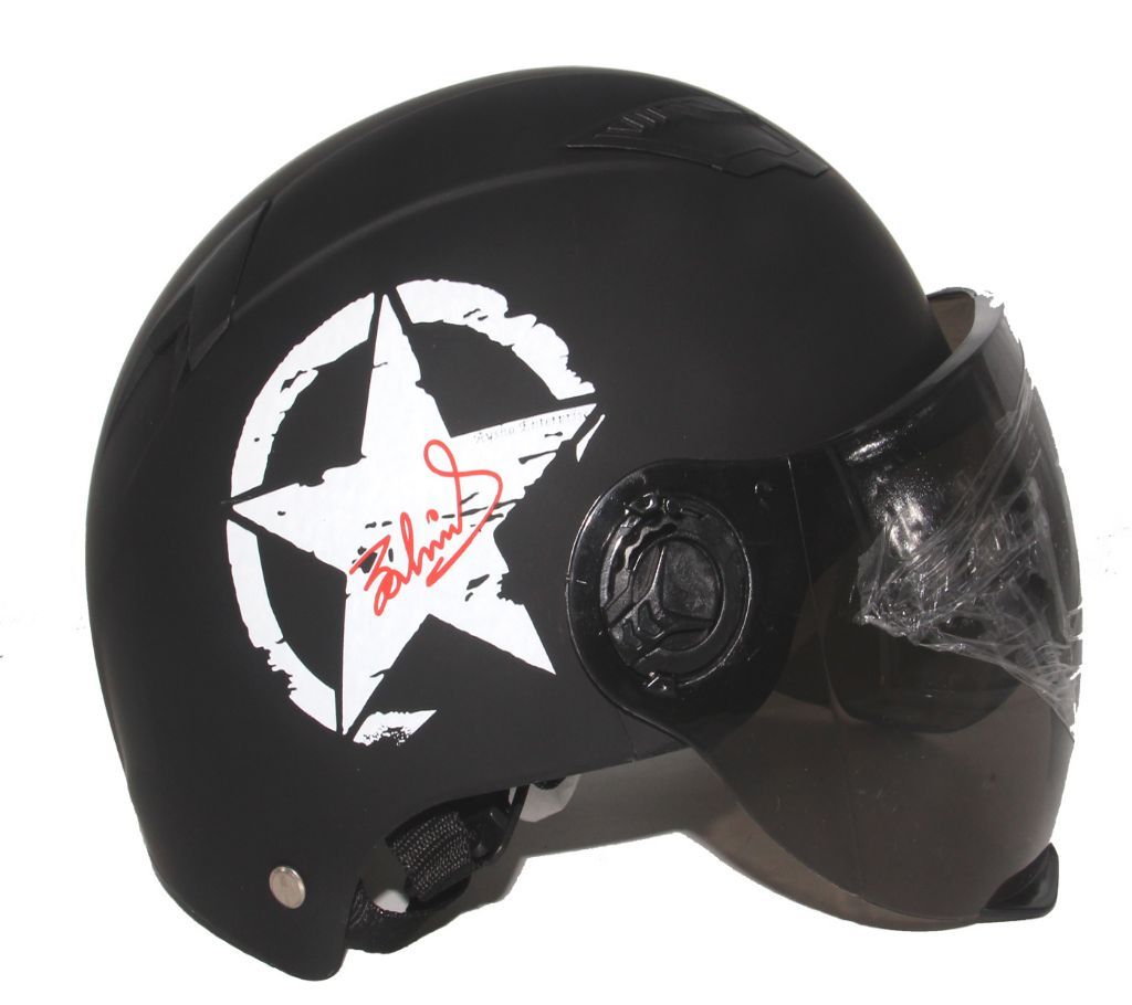 Summer half Star Design Motorbike Helmet for Men or Women-Matt Black