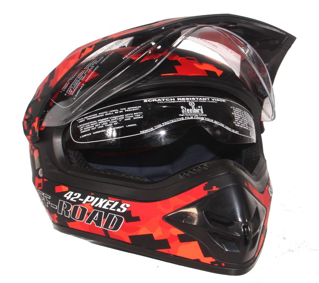 SB-42 BANG PIXELS MAT BLACK WITH RED Full Face Helmet 