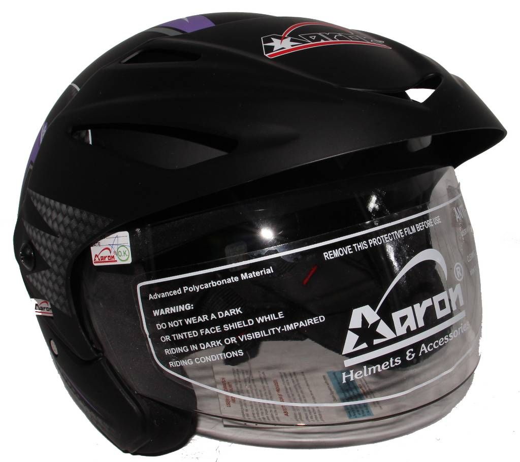 Aaron Apex Warrior Open Face Helmet for Men Women -Black Purple