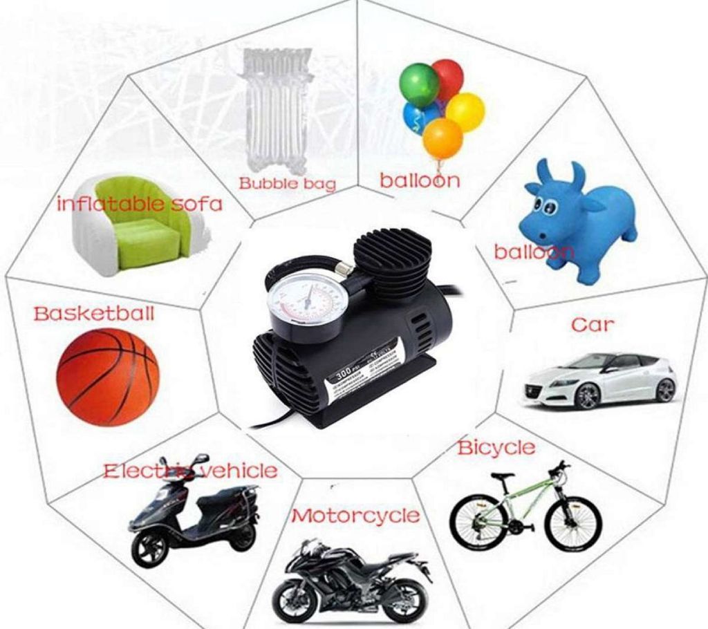 Air Compressor(Mini ) DC-12 Volt for Car,Motorcycle,Bicycle,Football,Balloon,Air bed air filling pump