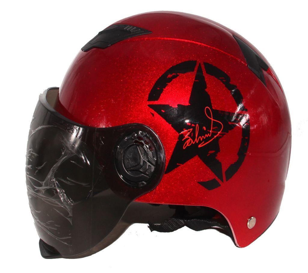 Summer half Star Design Motorbike Helmet for Men or Women-Glossy Red