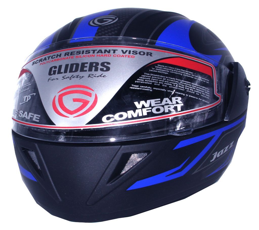 GLIDER Jazz D8 Full Face Helmet  -Matt Black Blue