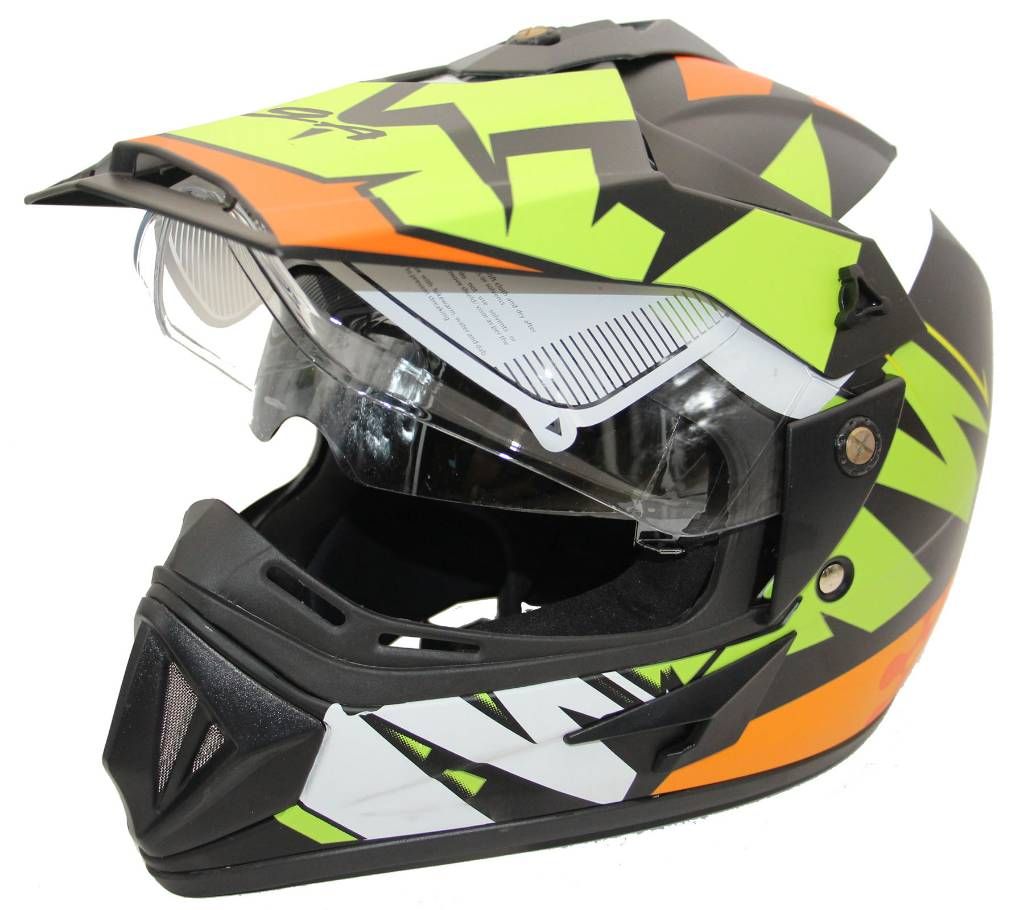 Off Road Full Face Bike Helmet for Men -Thunder Neon Orange and Black