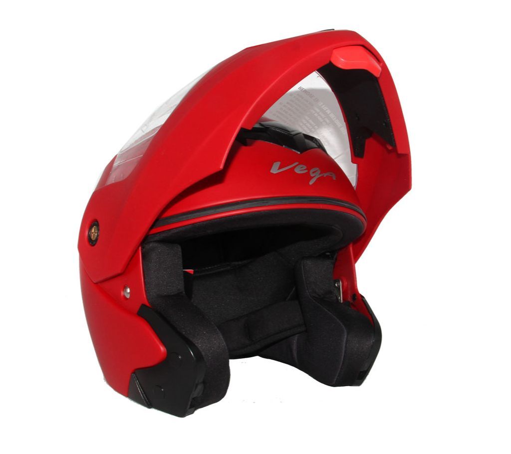 Vega Crux Checks Full Face Helmet-Matt Red