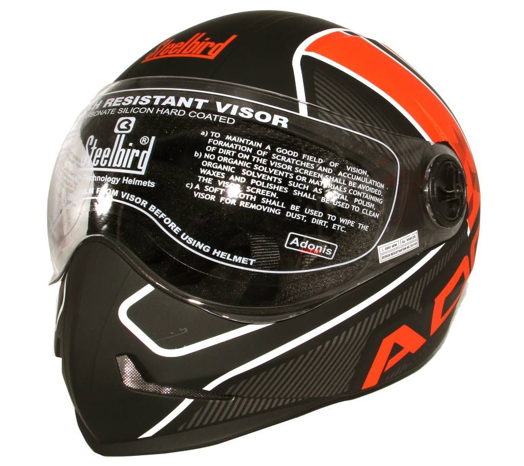 Majestic Full Face Bike Helmet for Men and Women - Red and Black White bit