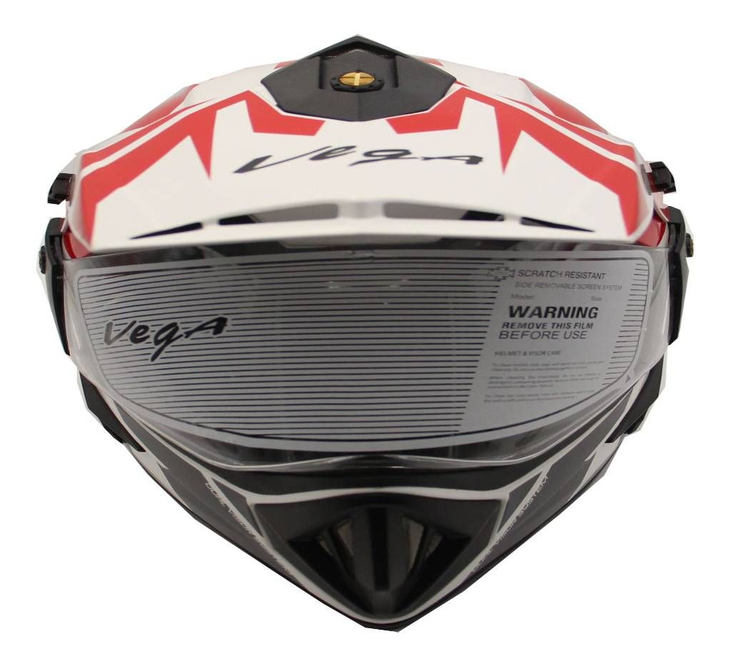 Off Road  Full Face Bike Helmet for Men - MUD White and Red
