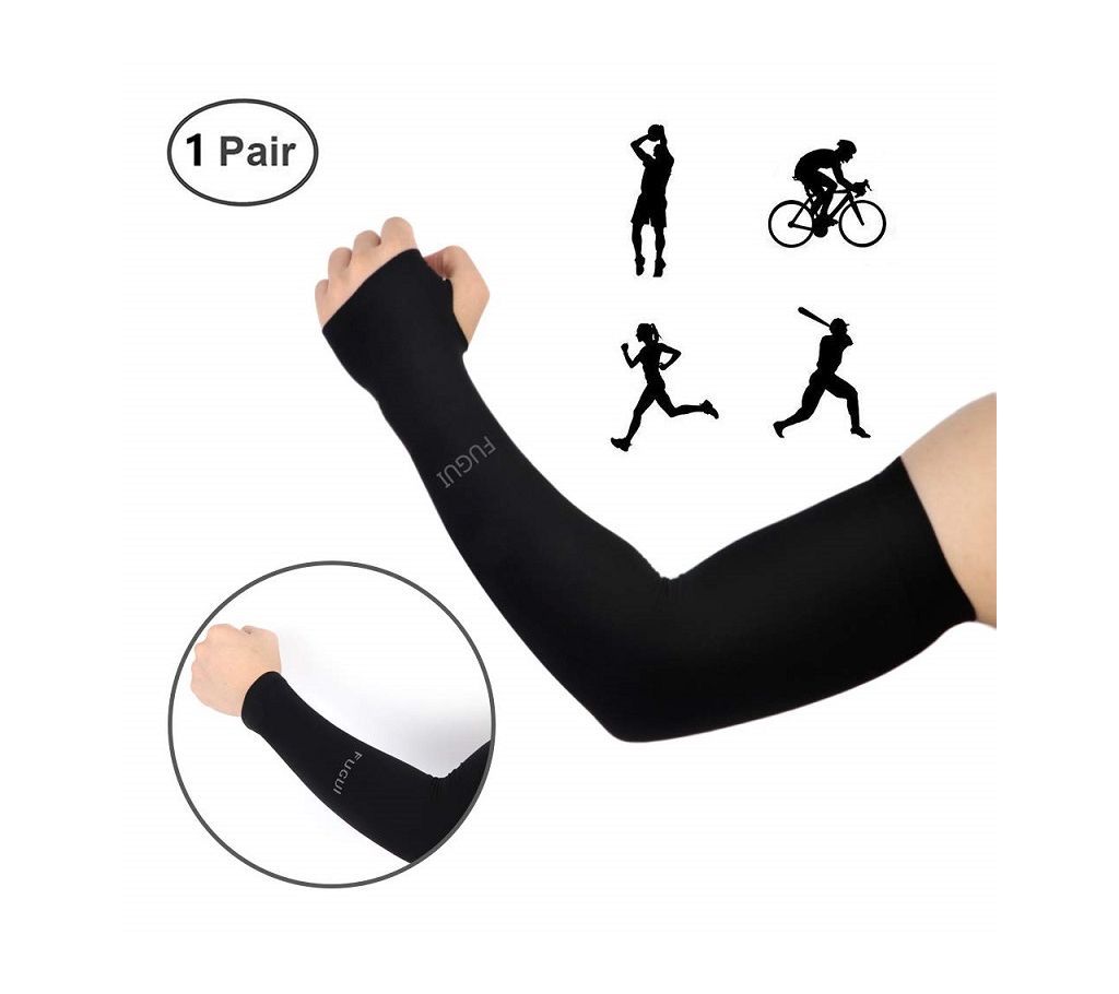 Black Fully Stretched Skinny Fit Arm Sleeves for Hand Cover Arm to Sunscreen