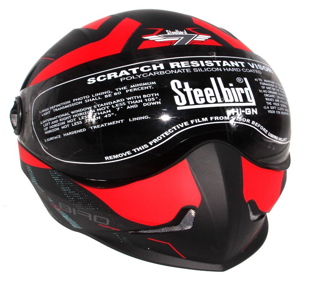 Steelbird Adonis Furor Full Face Helmet in Matt Black Red with Smoke Visor 