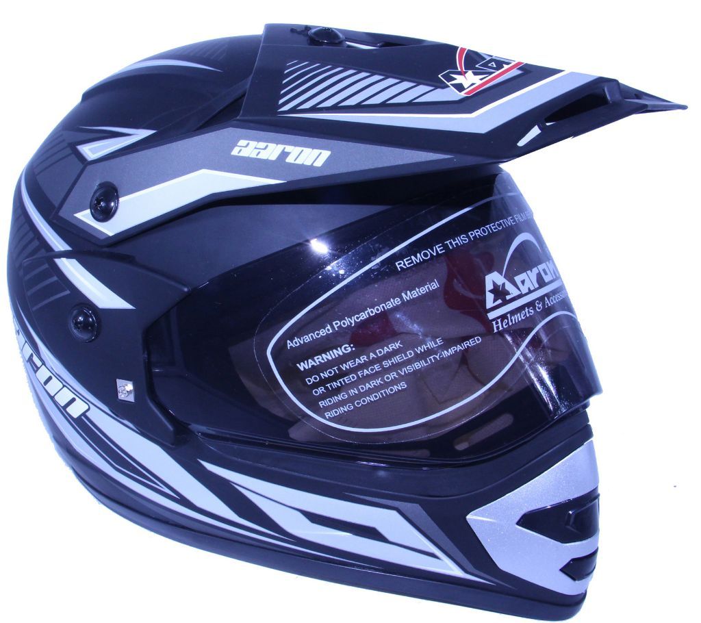 Aaron-Full Face MX-2 Decor- Matt Black+Silver Helmet