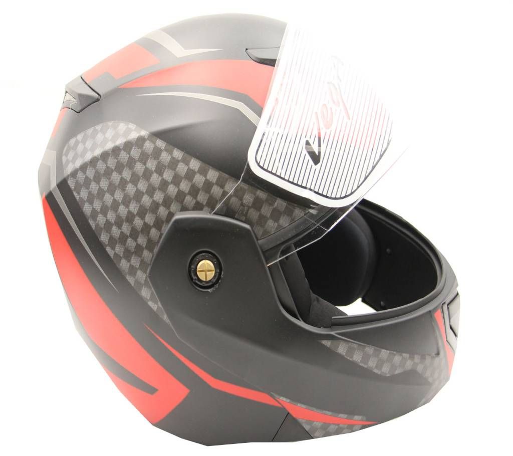 Vega Crux Checks Full Face Helmet-Black Red