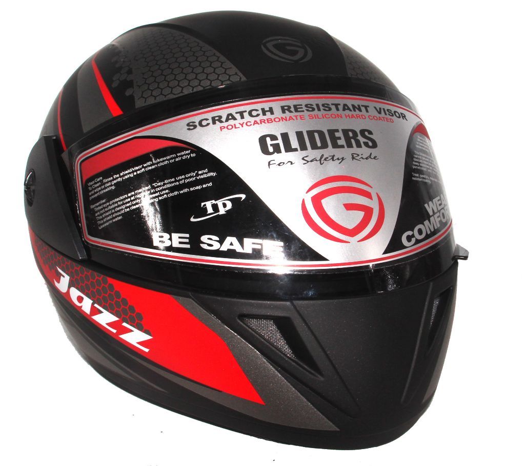 GLIDER Jazz D7 Full Face Helmet  - Matt Black Red