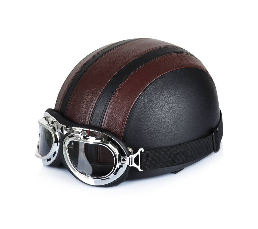 Vintage Design Leather-Covered Motorcycle Helmet