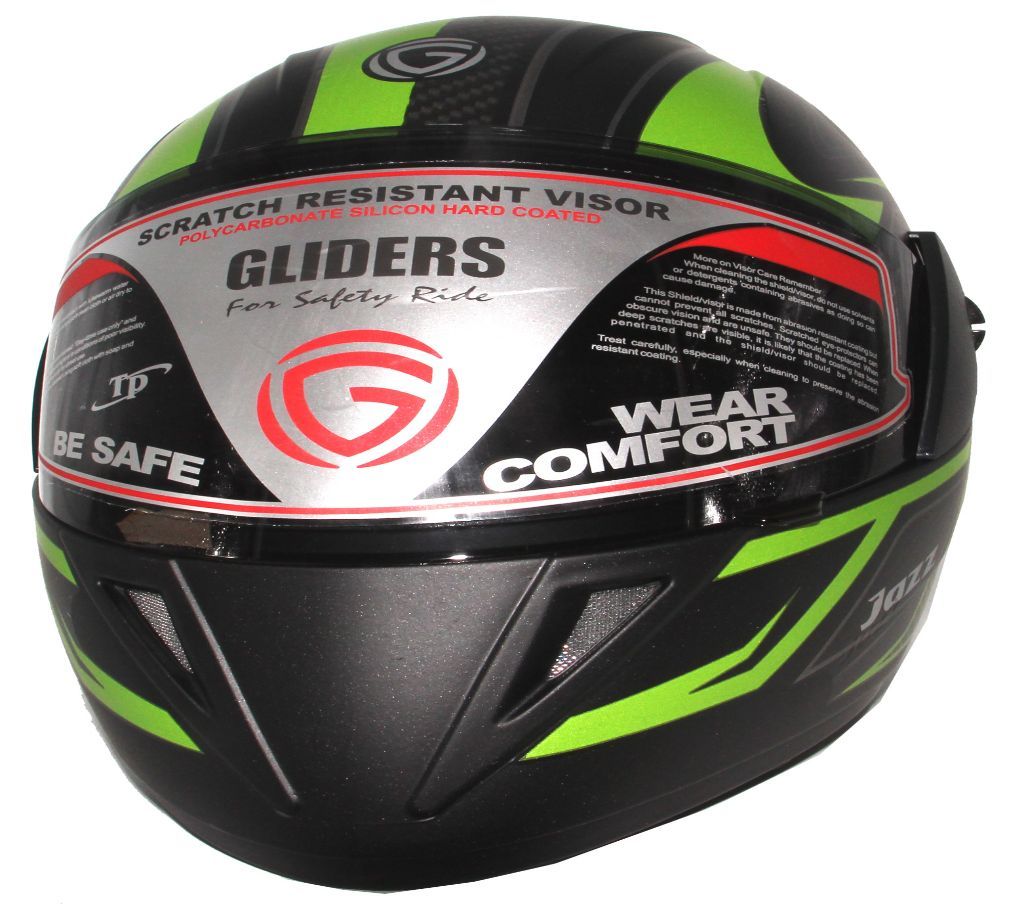 GLIDER Jazz D8 Full Face Helmet  -Matt Black Green
