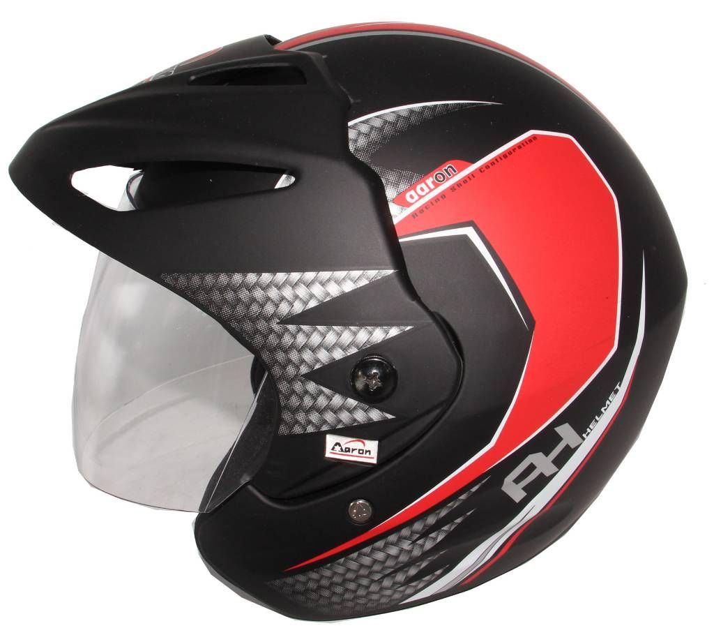 Aaron Apex Decor Open Face Helmet Black Red for Men Women