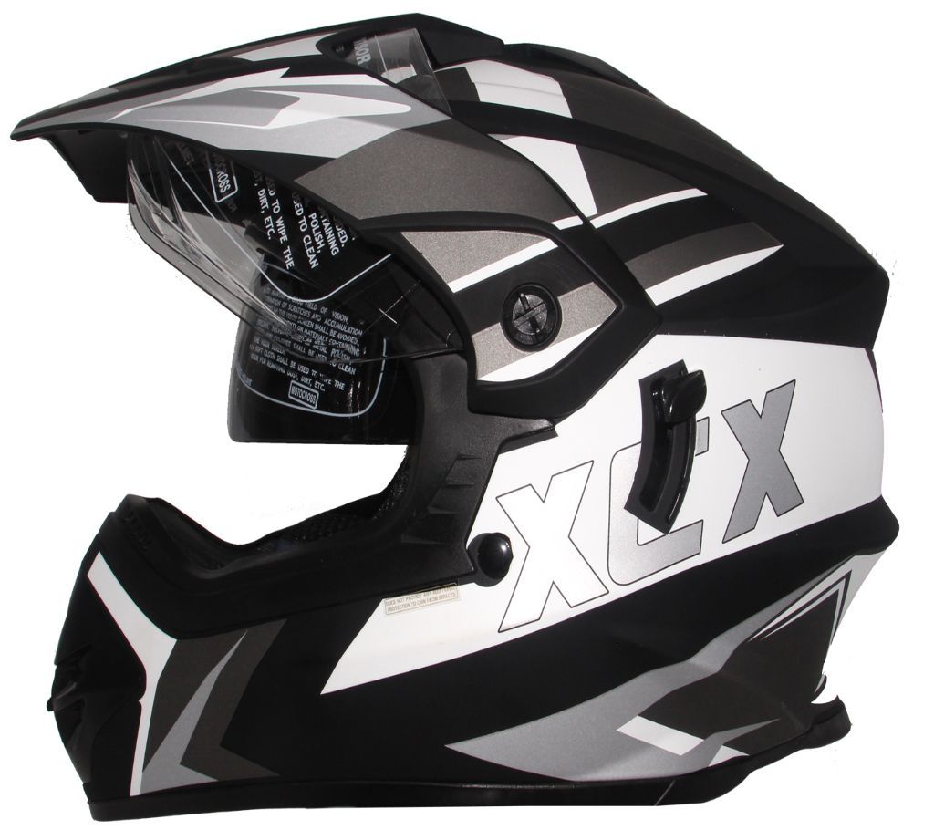 Steelbird SB-42 XCX Glossy Black With White full Face Helmet 