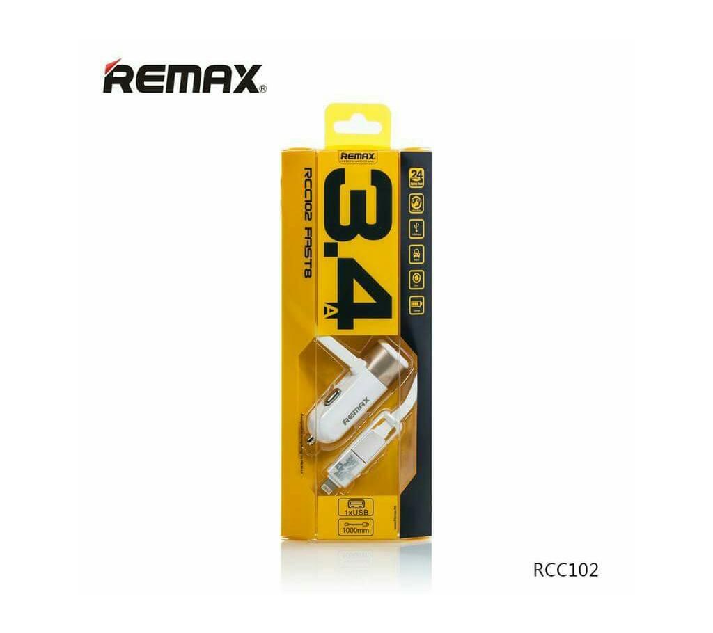 Remax RCC102 Car Charger Single Port With Micro USB 2 in 1 Cable