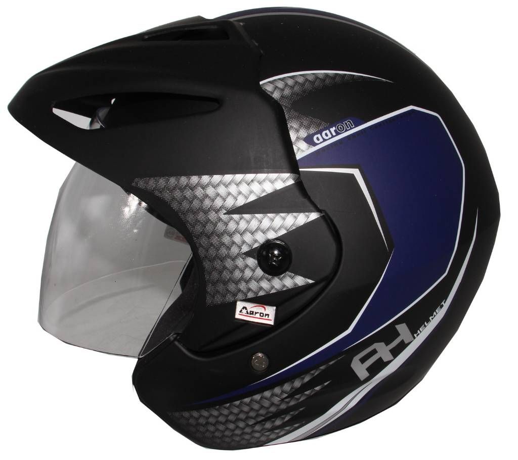 Aaron Apex Decor Open Face Helmet Black Blue for Men Women