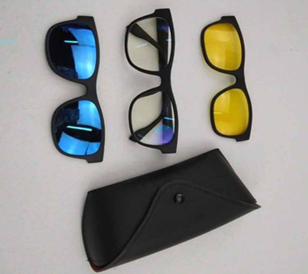 3 in 1 Magic Vision Stylish Sunglass with Night Vision
