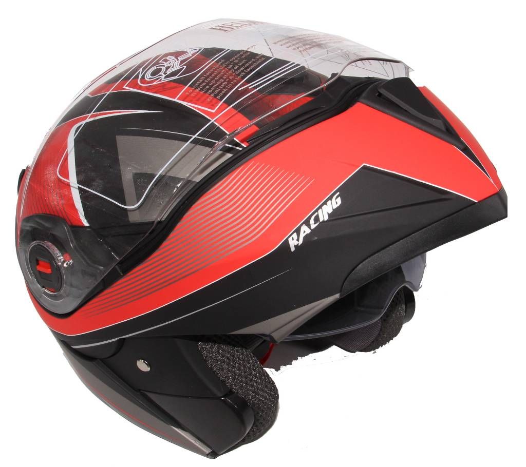 XBK-961 Full Face Flip up  Helmet for Men -Black Red