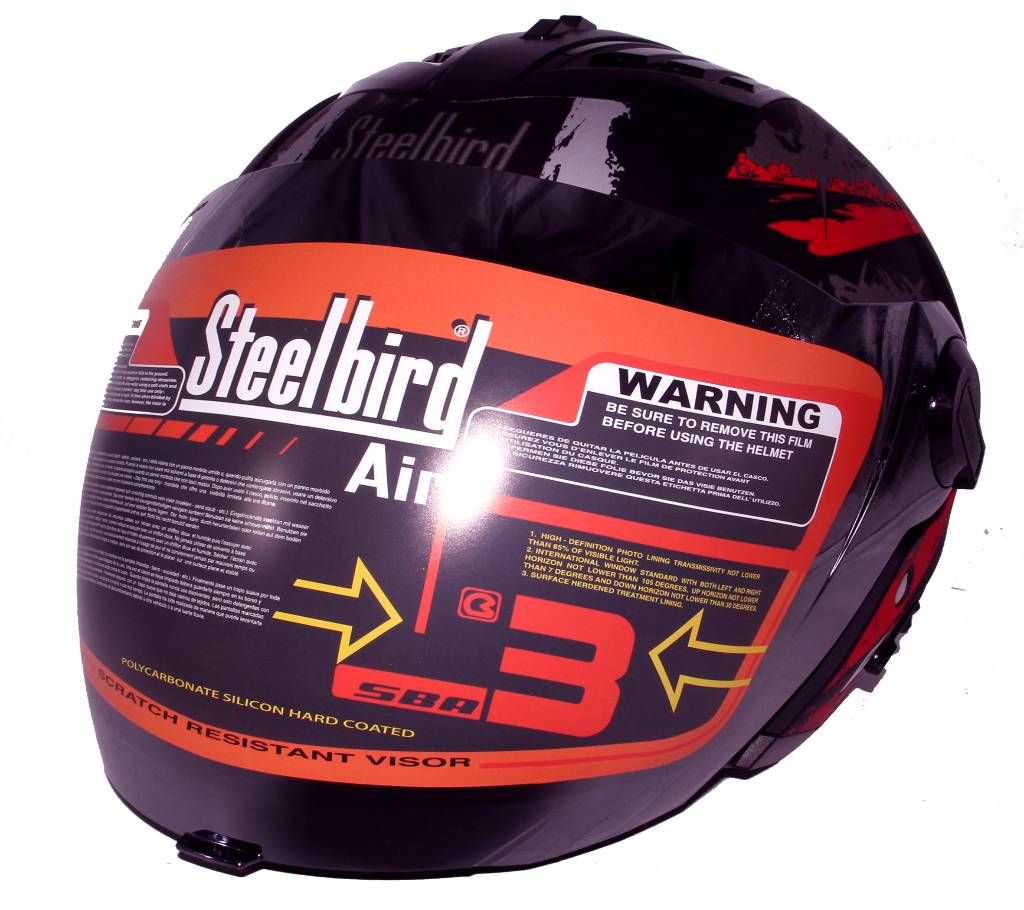 SBA-3 CANVAS OPEN FACE HELMET MATT BLACK/RED WITH IRIDIUM GLASS