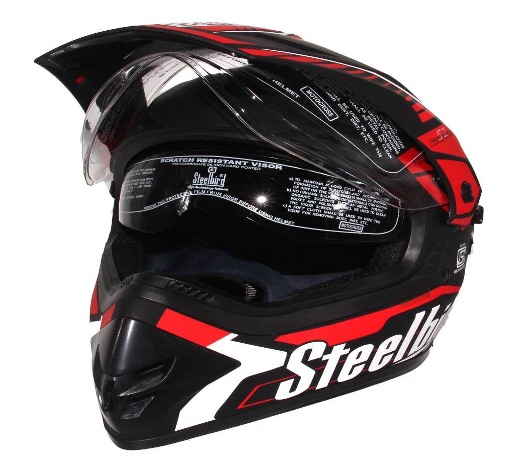 Airborne - Full Face Bike Helmet for Men - Red and Black