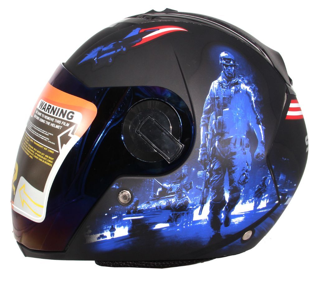 Steelbird SBA-2 SEAL Full Face Helmet- Black & Blue