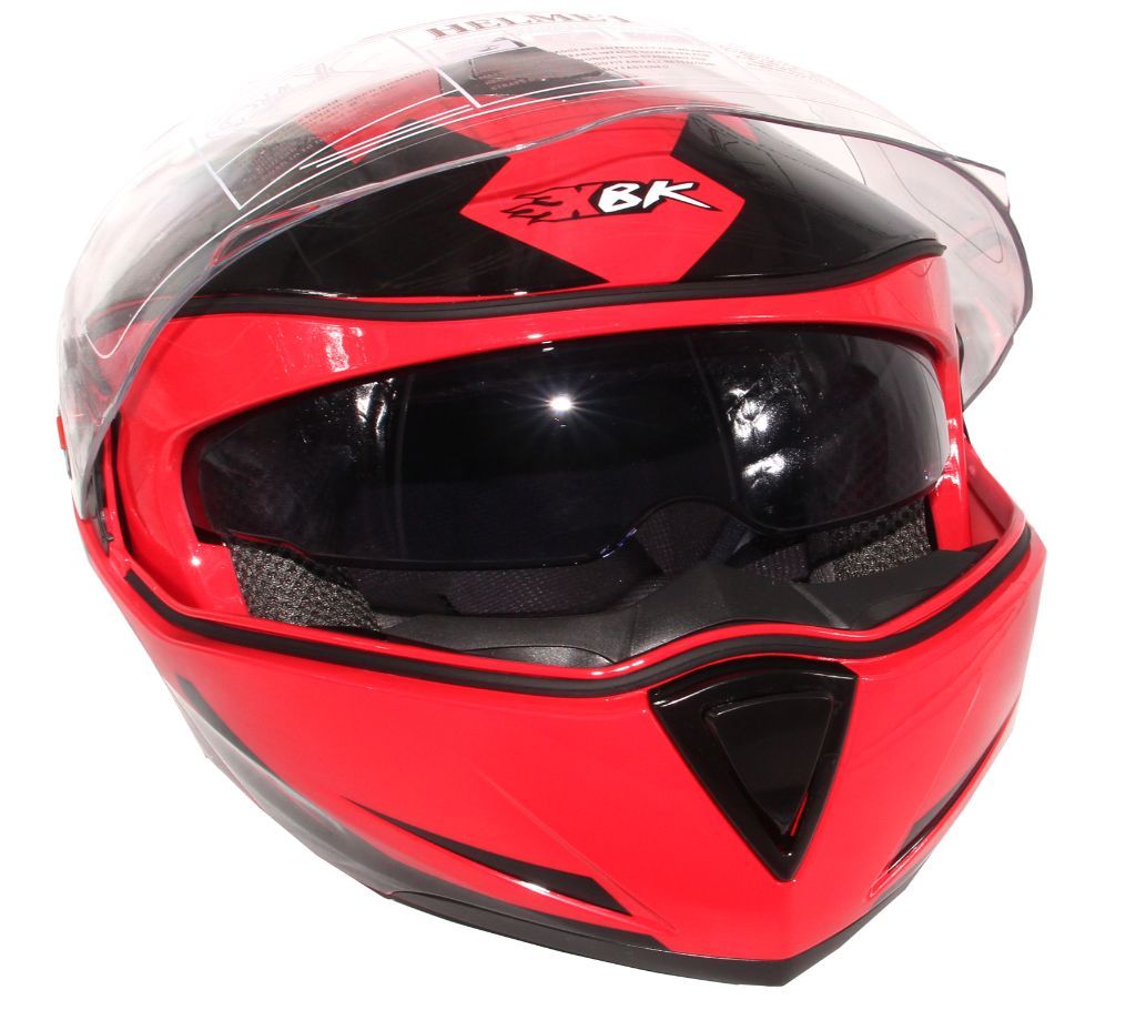 XBK-961 Full Face Flip up  Helmet for Men -Glossy Black Red