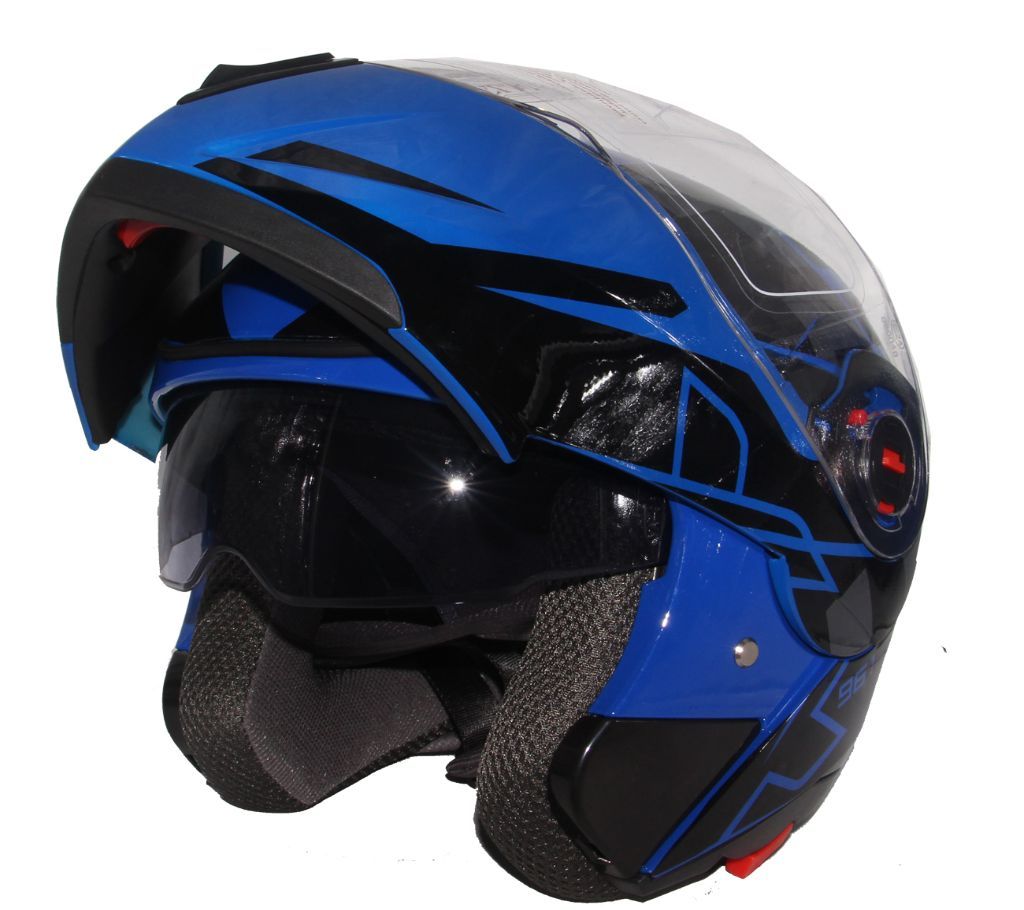 XBK-961 Full Face Flip up  Helmet for Men -Glossy Black Blue