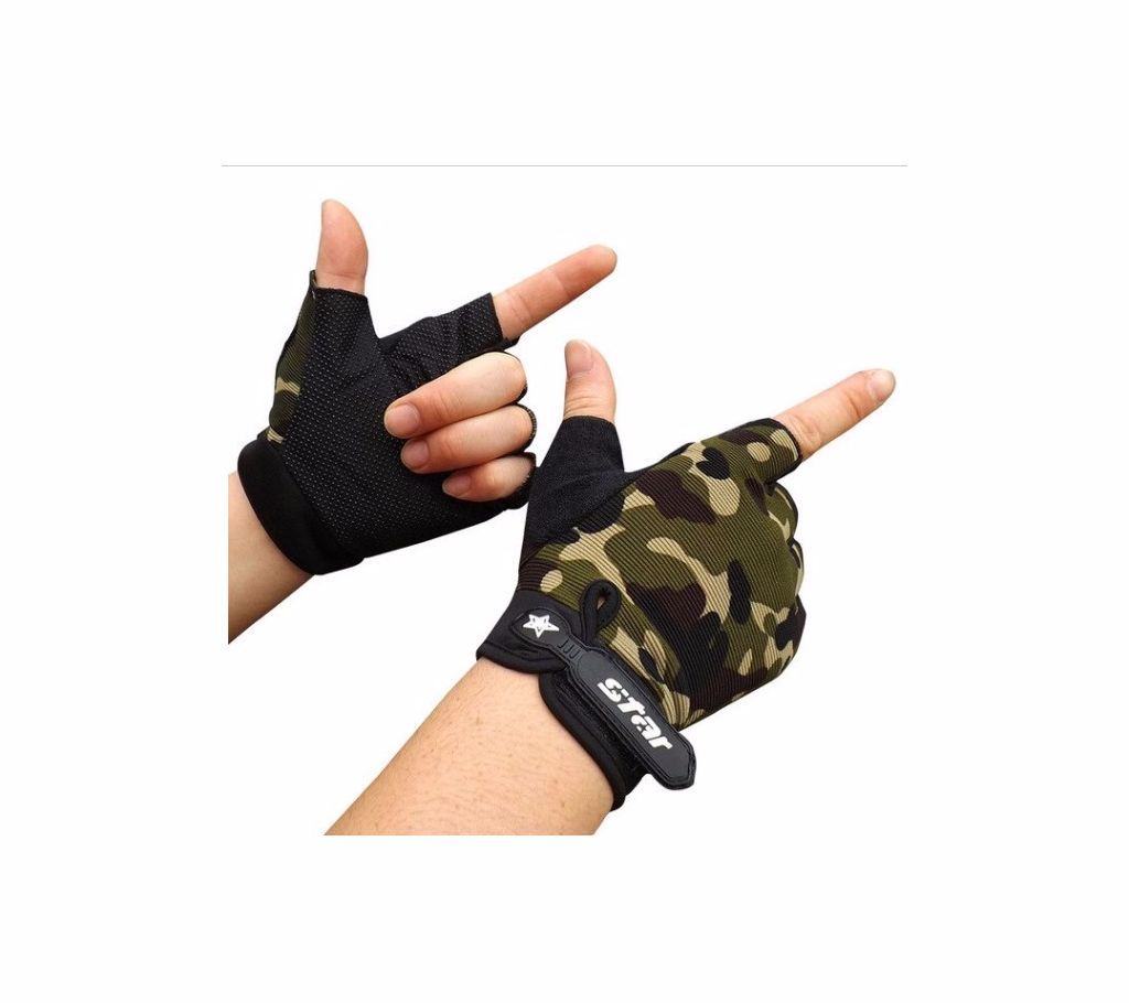 Cycling Bike Gym Fitness Sports Motorcycle Accessories Synthetic Leather Half Finger Gloves