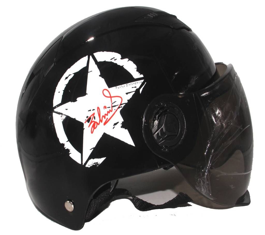 Summer half Star Design Motorbike Helmet for Men or Women-Glossy Black