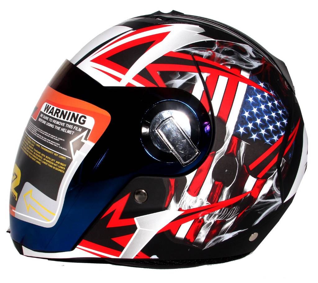 Steelbird SBA-2 SKULL FLAG MAT BLACK WITH RED AND WHITE