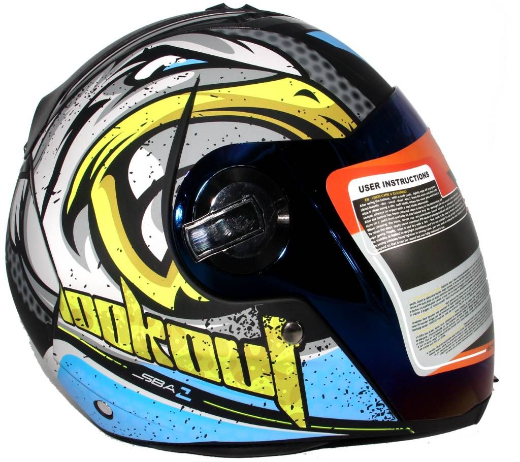 Steelbird SBA-2 Super Wings Full Face Helmet Black With Green With Sky