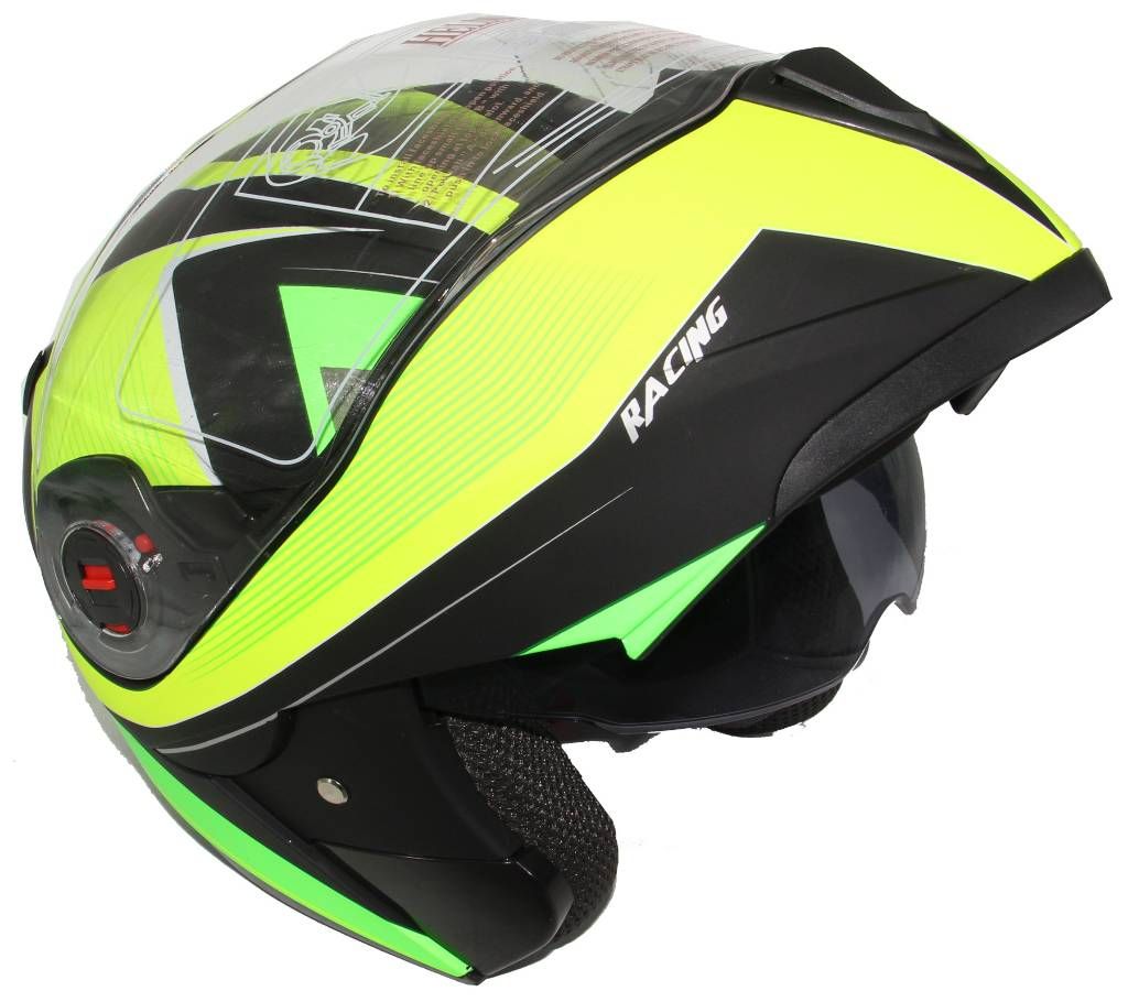 XBK-961 Full Face Flip up  Helmet for Men -Black Neon