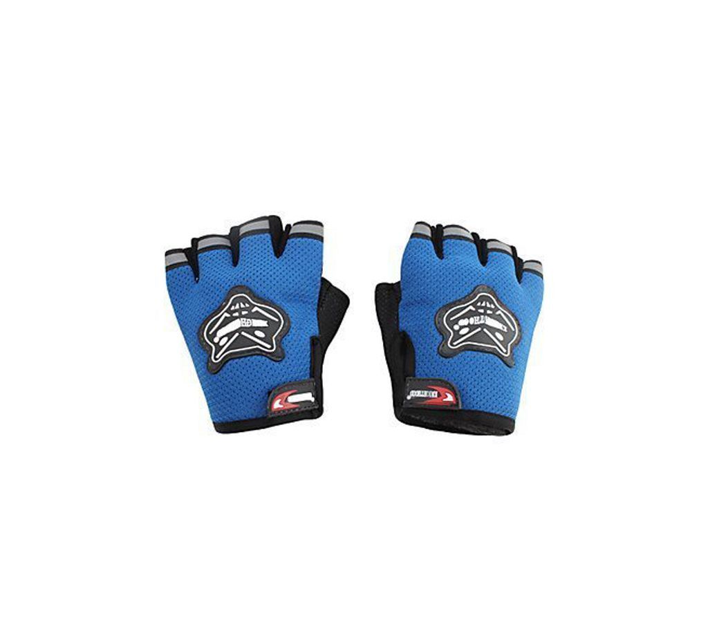 Knighthood 1 Pair Half Bike/Scooter Riding Hand Grip Gloves - Blue Color