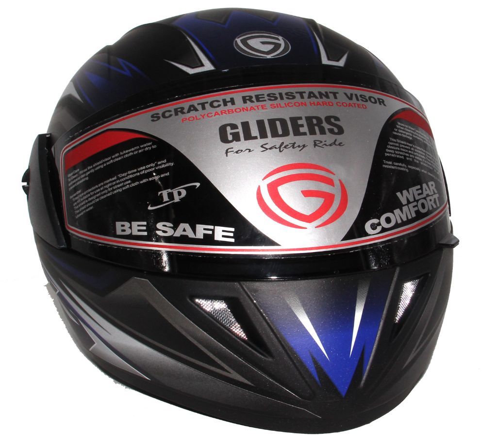 GLIDER Jazz D3 Full Face Helmet  -Matt Black Blue