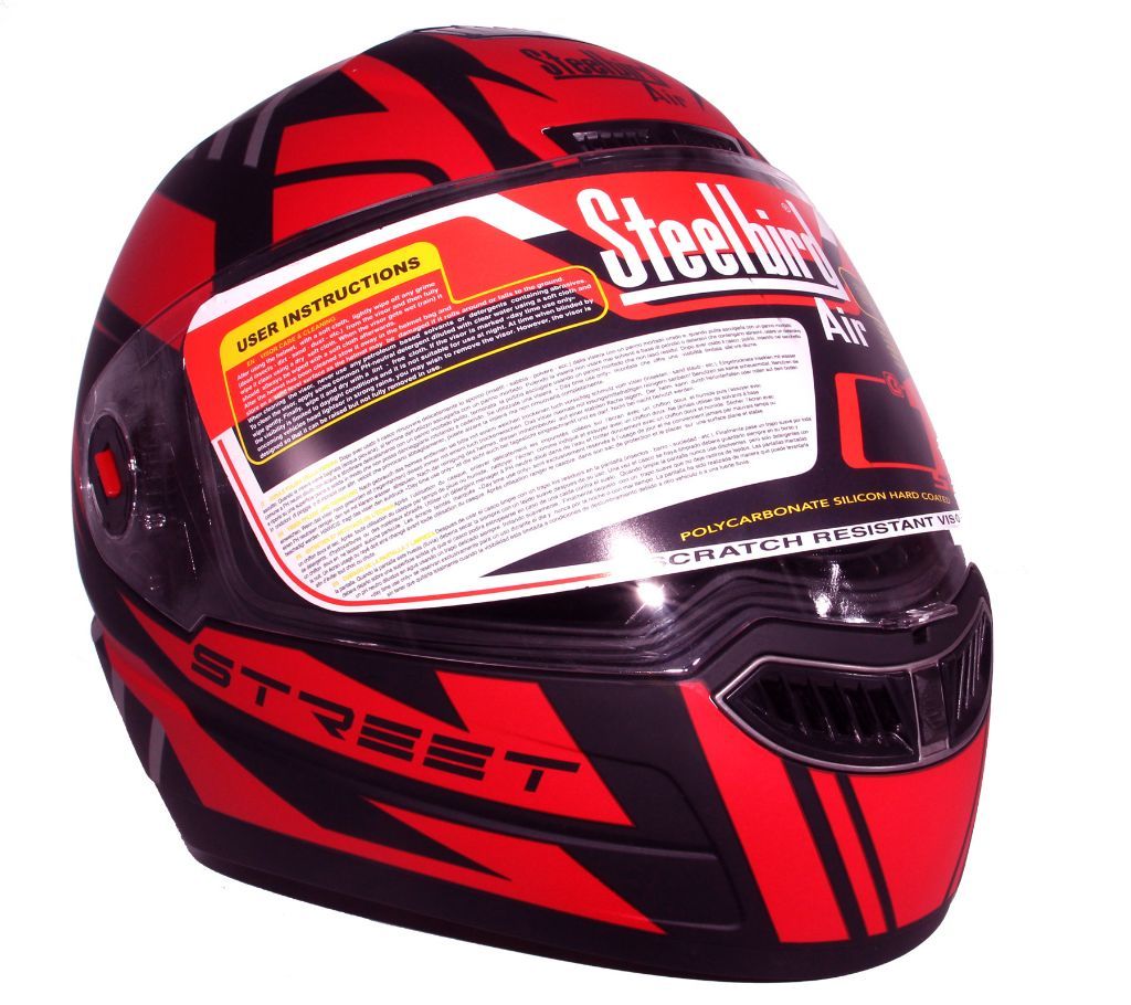 SBA-1 Street Mat Full Face Helmet Black With Red